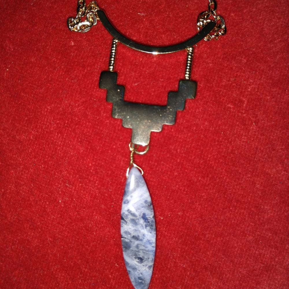 30 inch gold necklace with marble charm